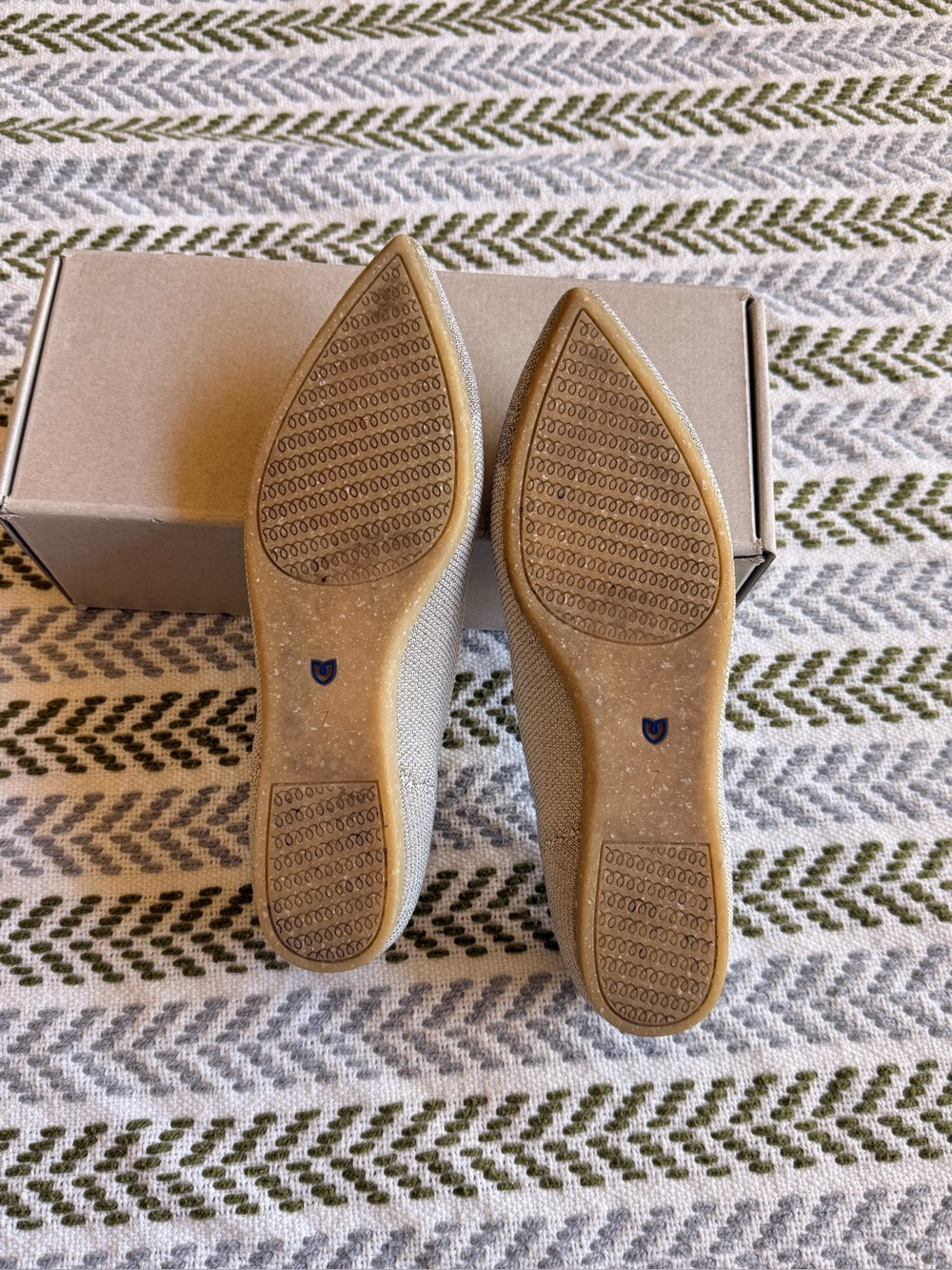 Rothy's Diamond Metallic Pointed Knit Flats size 7 - Picture 3 of 5